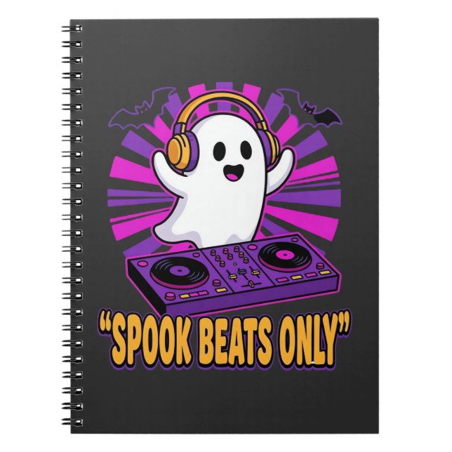 Cuaderno Diseño de ritmos de Halloween de DJ de fantasma es (Frente)