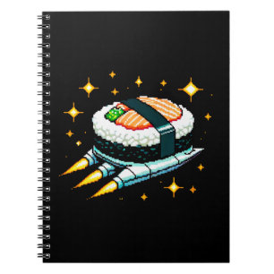Cuaderno Diseño de rollo de sushi de cadera espacial Pixel 