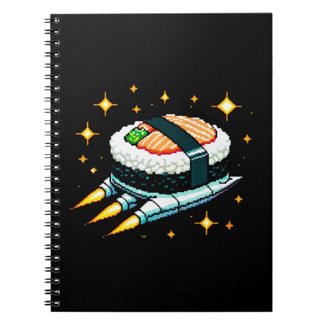 Cuaderno Diseño de rollo de sushi de cadera espacial Pixel  (Frente)