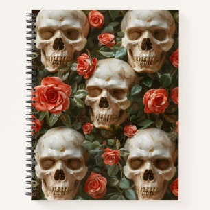 Cuaderno Diseño de rosas y cráneos