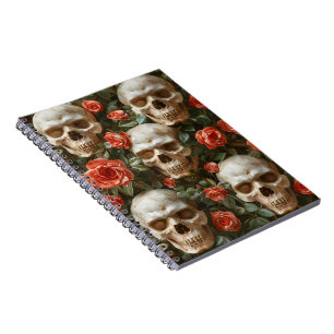 Cuaderno Diseño de rosas y cráneos
