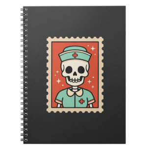 Cuaderno Diseño de sello de enfermera esqueleto de Hallowee