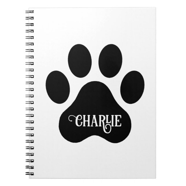 Cuaderno Diseño de silueta de nombre de pata de perro (Frente)