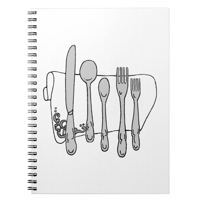 Cuaderno Diseño de Siverware en blanco y negro (Frente)