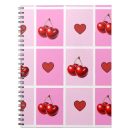Cuaderno Diseño de tablero de ajedrez con corazón de cereza