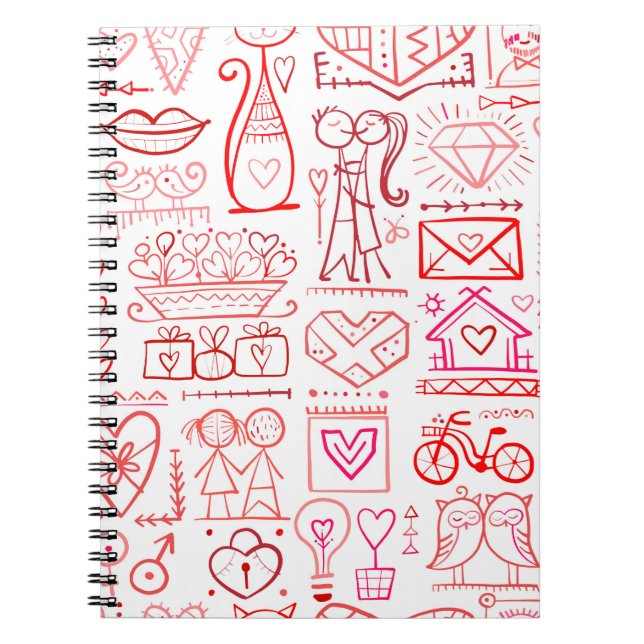 Cuaderno diseño de tarjeta el día de San Valentín. Amor y c (Frente)