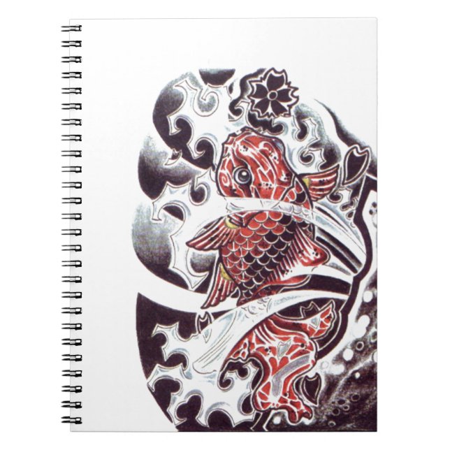 Cuaderno Diseño de tatuaje de koi rojo (Frente)