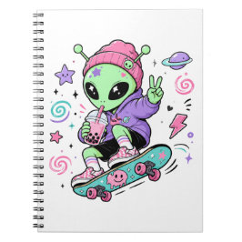 Cuaderno Diseño de té burbuja skater alien kawaii