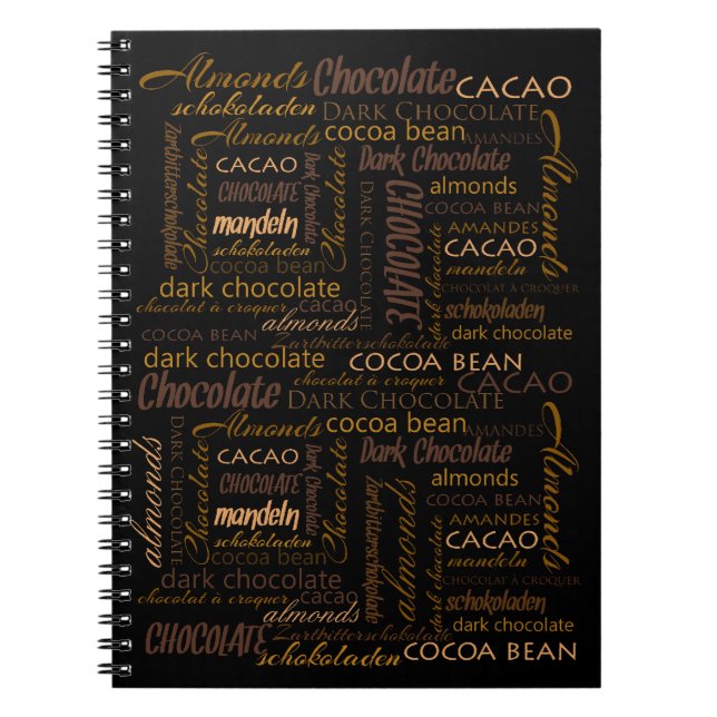 Cuaderno Diseño de texto de chocolate, almendras y chocolat (Frente)