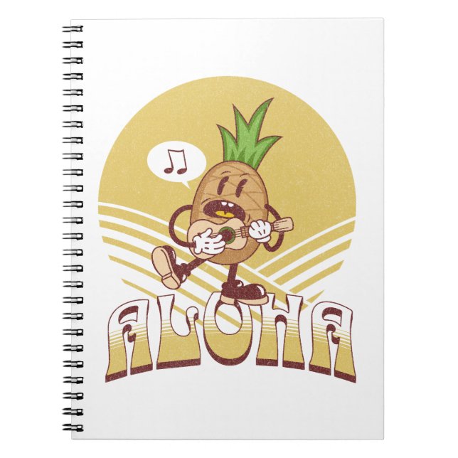 Cuaderno Diseño de texto de estilo retro "Aloha" (Frente)