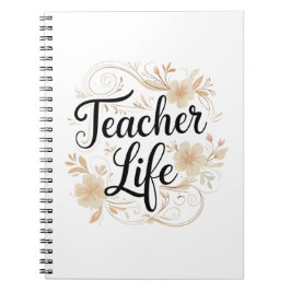 Cuaderno Diseño de tipografía floral de la vida de maestro