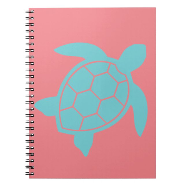 Cuaderno Diseño de tortuga marina en azul verde marino (Frente)