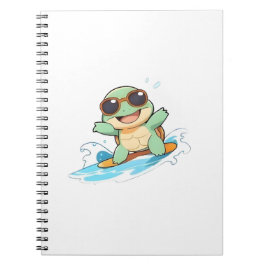 Cuaderno Diseño de tortuga surfista Chibi linda para verano