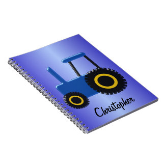 Cuaderno Diseño de tractor azul personalizado