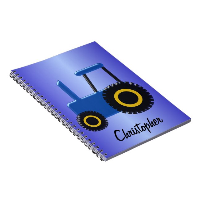 Cuaderno Diseño de tractor azul personalizado (Lado Derecho)