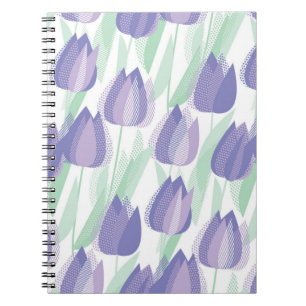 Cuaderno Diseño de tulipanes: floral violeta pálida.