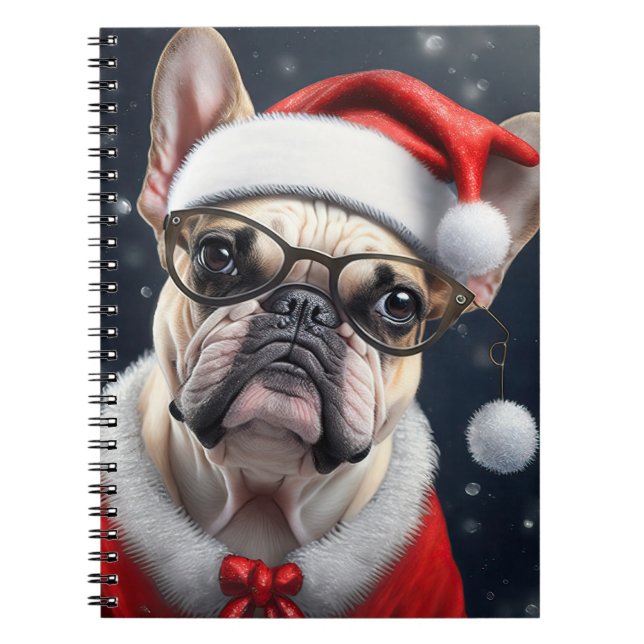 Cuaderno Diseño de vacaciones de Bulldog francés Santa Navi (Frente)
