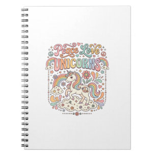 Cuaderno Diseño de vector adorable de unicornios de paz y a