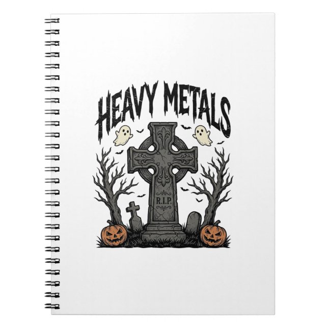 Cuaderno Diseño de vector cementerio de Halloween de metale (Frente)