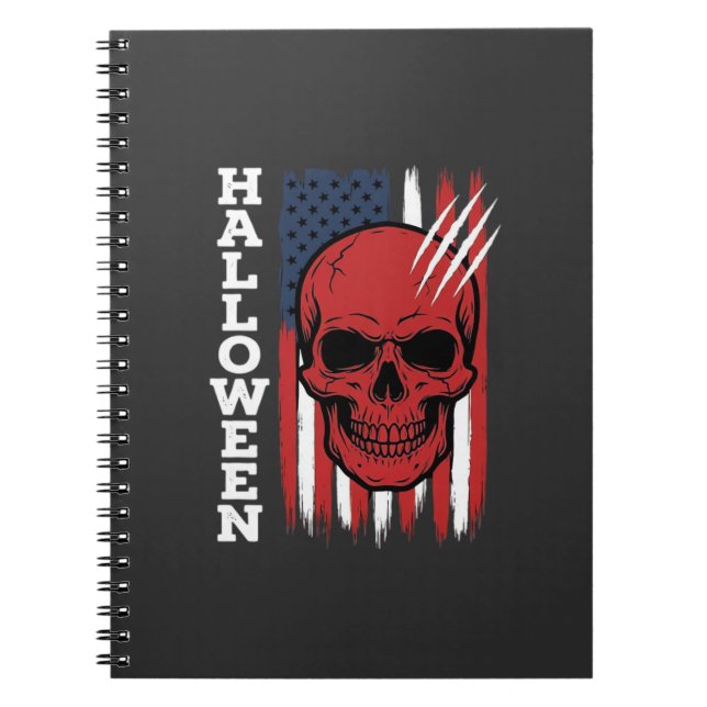Cuaderno Diseño de vector de bandera de cráneo de Halloween (Frente)