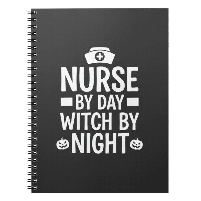 Cuaderno Diseño de vector de bruja enfermera de Halloween_1 (Frente)
