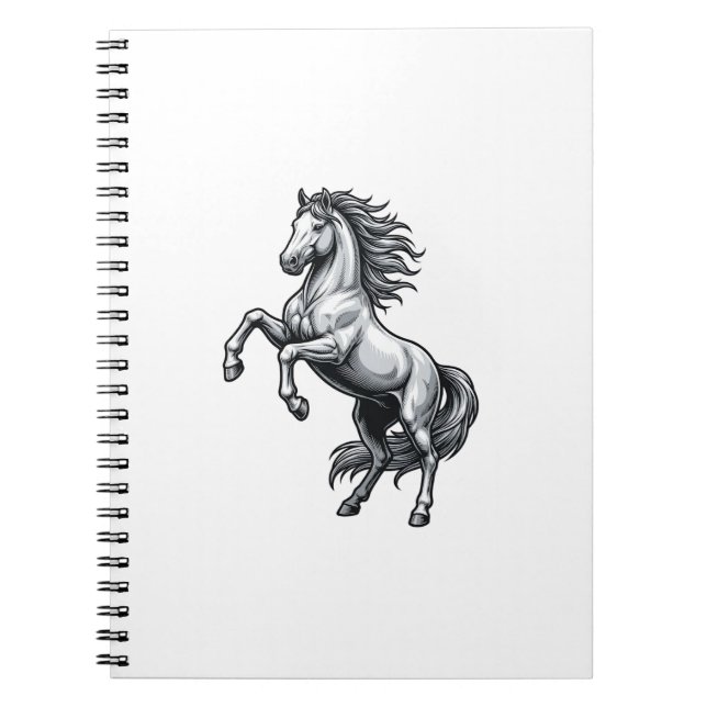 Cuaderno Diseño de vector de caballo encabritado de grabado (Frente)