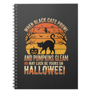 Cuaderno Diseño de vector de calabaza de gato negro de Hall