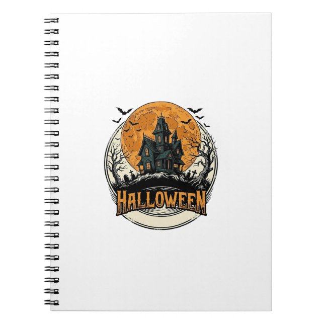 Cuaderno Diseño de vector de casa embrujada de Halloween vi (Frente)