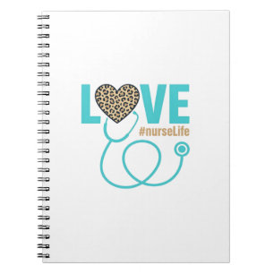 Cuaderno Diseño de vector de estetoscopio de leopardo de am