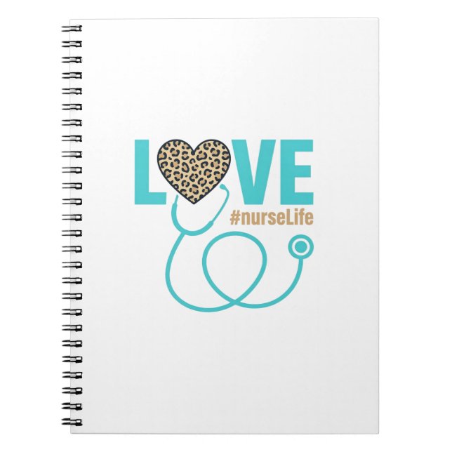 Cuaderno Diseño de vector de estetoscopio de leopardo de am (Frente)