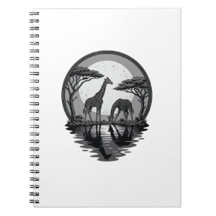 Cuaderno Diseño de vector de silueta de jirafa luna safari