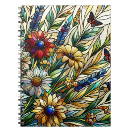 Cuaderno Diseño de vidrio templado flores silvestres y mari