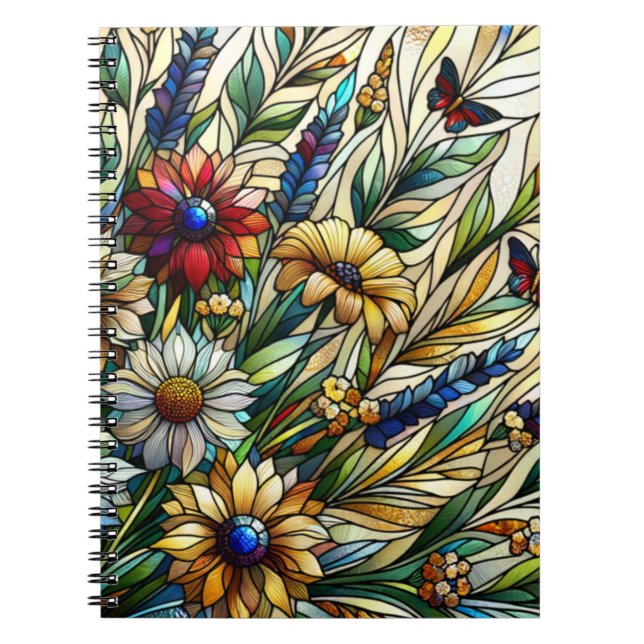 Cuaderno Diseño de vidrio templado flores silvestres y mari (Frente)