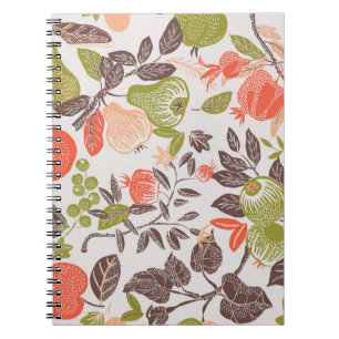 Cuaderno Diseño decorativo de tejas de frutas otoñales.