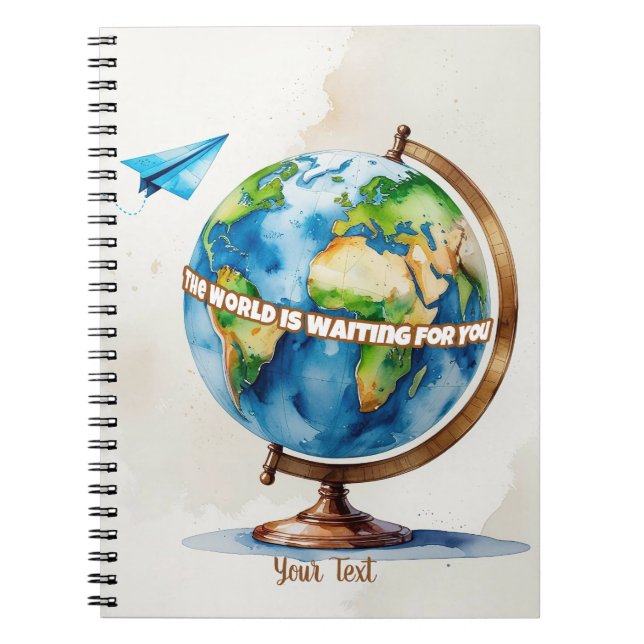 Cuaderno Diseño del avión Watercolor Globe and Paper (Frente)
