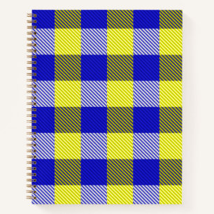 Cuaderno Diseño del cheque de Gingham amarillo azul