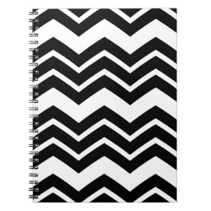 Cuaderno Diseño del patrón de Chevron de Zigzag blanco negr