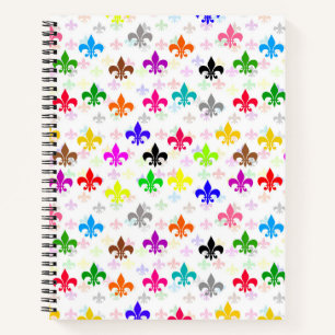 Cuaderno Diseño del patrón de flor de lis de color blanco