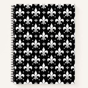 Cuaderno Diseño del patrón de flor negro de lis