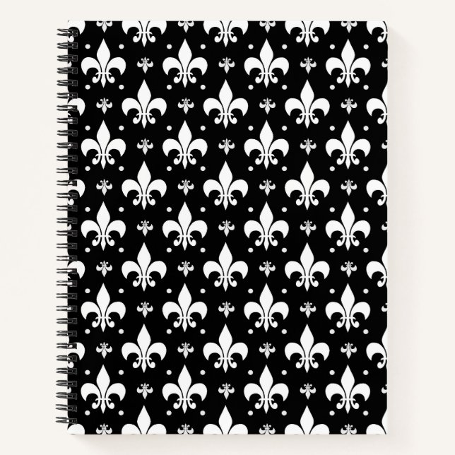 Cuaderno Diseño del patrón de flor negro de lis (Anverso)