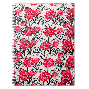Cuaderno Diseño del patrón de Ilustracion floral de rosa ro