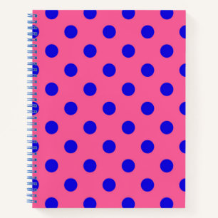 Cuaderno Diseño del patrón de puntos de polka rosa sobre az