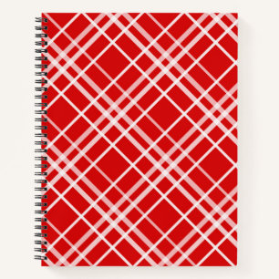 Cuaderno Diseño del patrón de trazos de tartán blanco rojo
