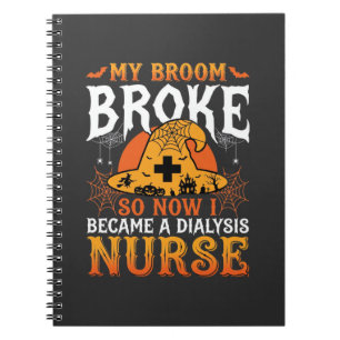 Cuaderno Diseño divertido de bruja con escoba para enfermer