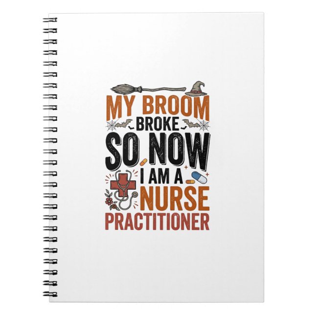 Cuaderno Diseño divertido de bruja de enfermera practicante (Frente)