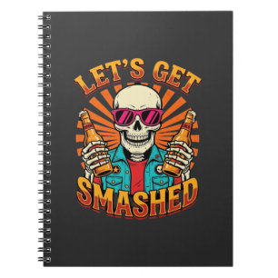Cuaderno Diseño divertido de esqueleto de cerveza aplastada