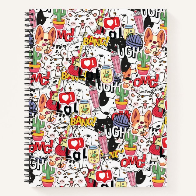 Cuaderno diseño divertido de kawaii para mascotas - amante  (Anverso)