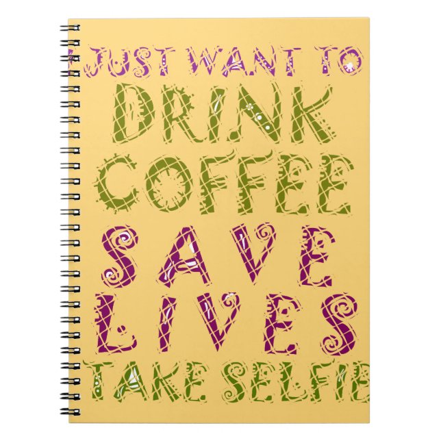 Cuaderno Diseño divertido de selfies del café (Frente)