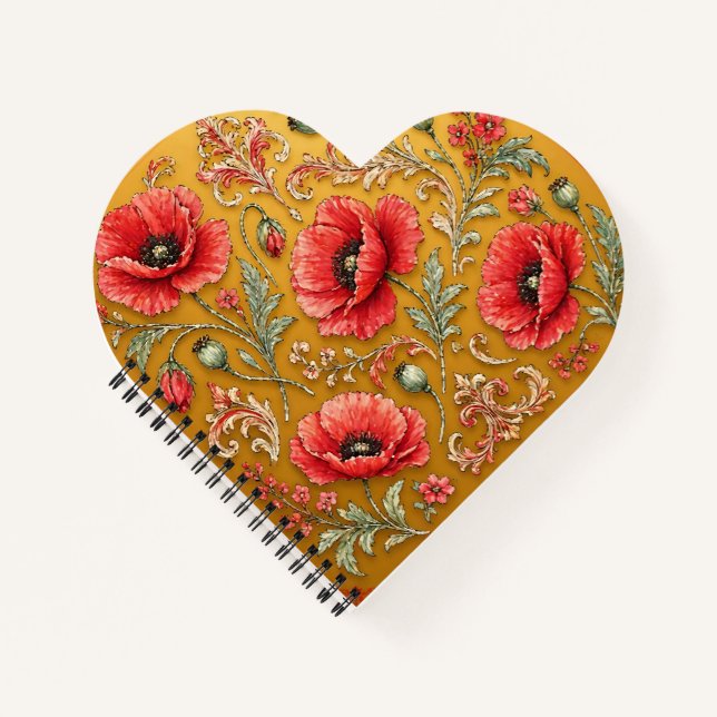 Cuaderno Diseño dorado de amapola fleur (Anverso)