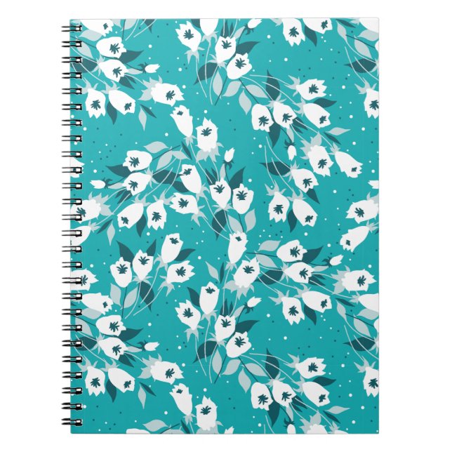 Cuaderno Diseño elegante de arte botánico en el patrón de f (Frente)